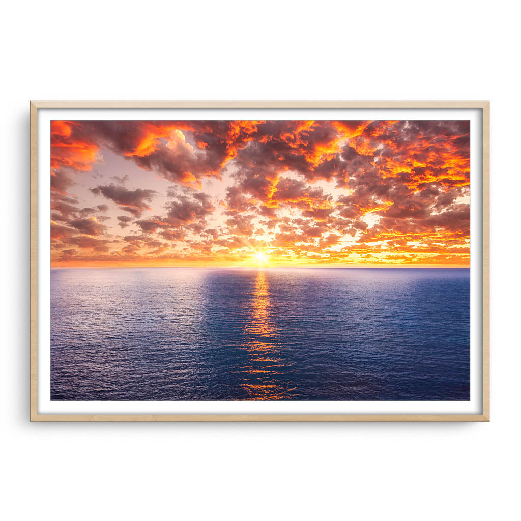 Sunset steps at Mettams Pool in Perth, Western Australia framed in raw oak