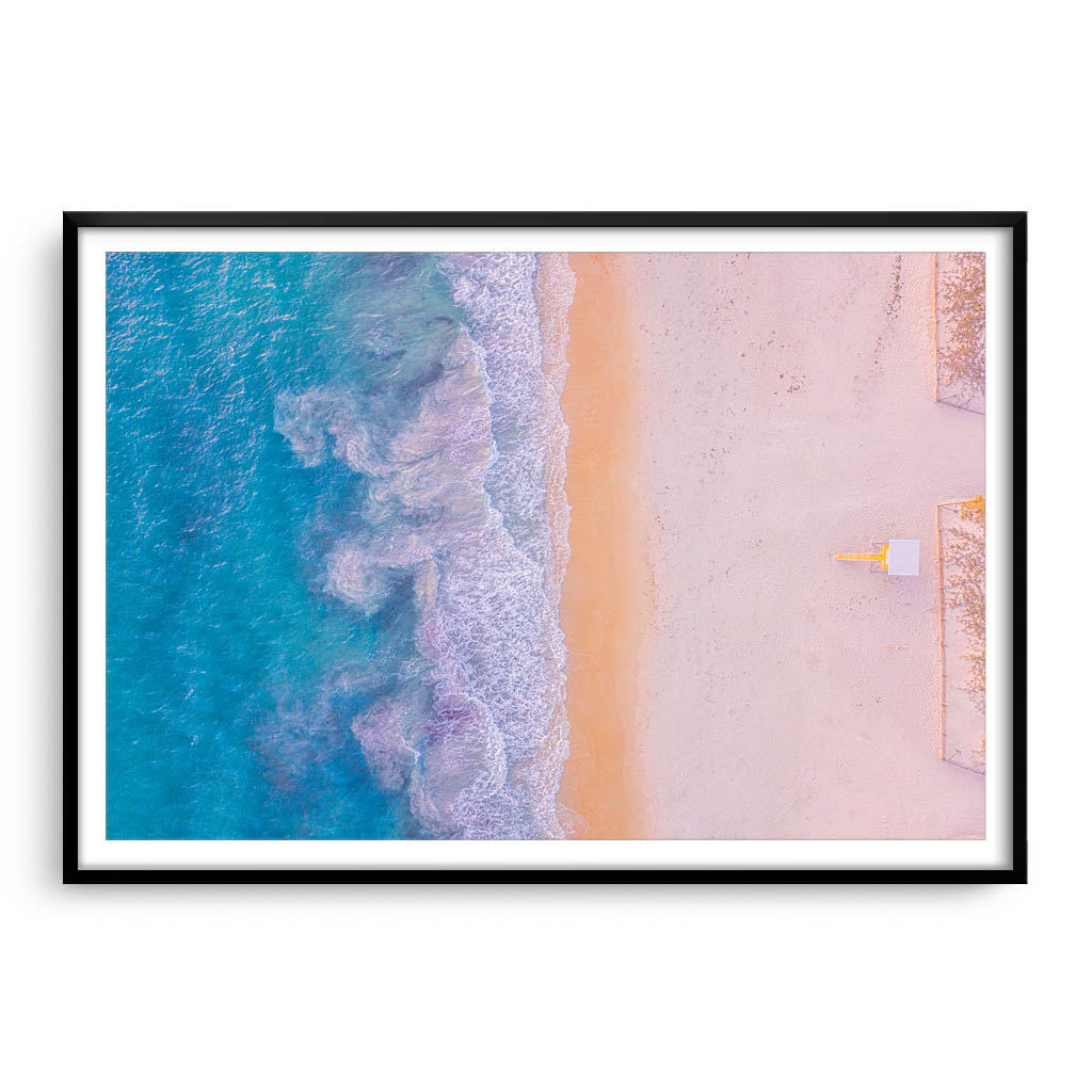 Aerial view of Sorrento Beach in Perth, Western Australia framed in black