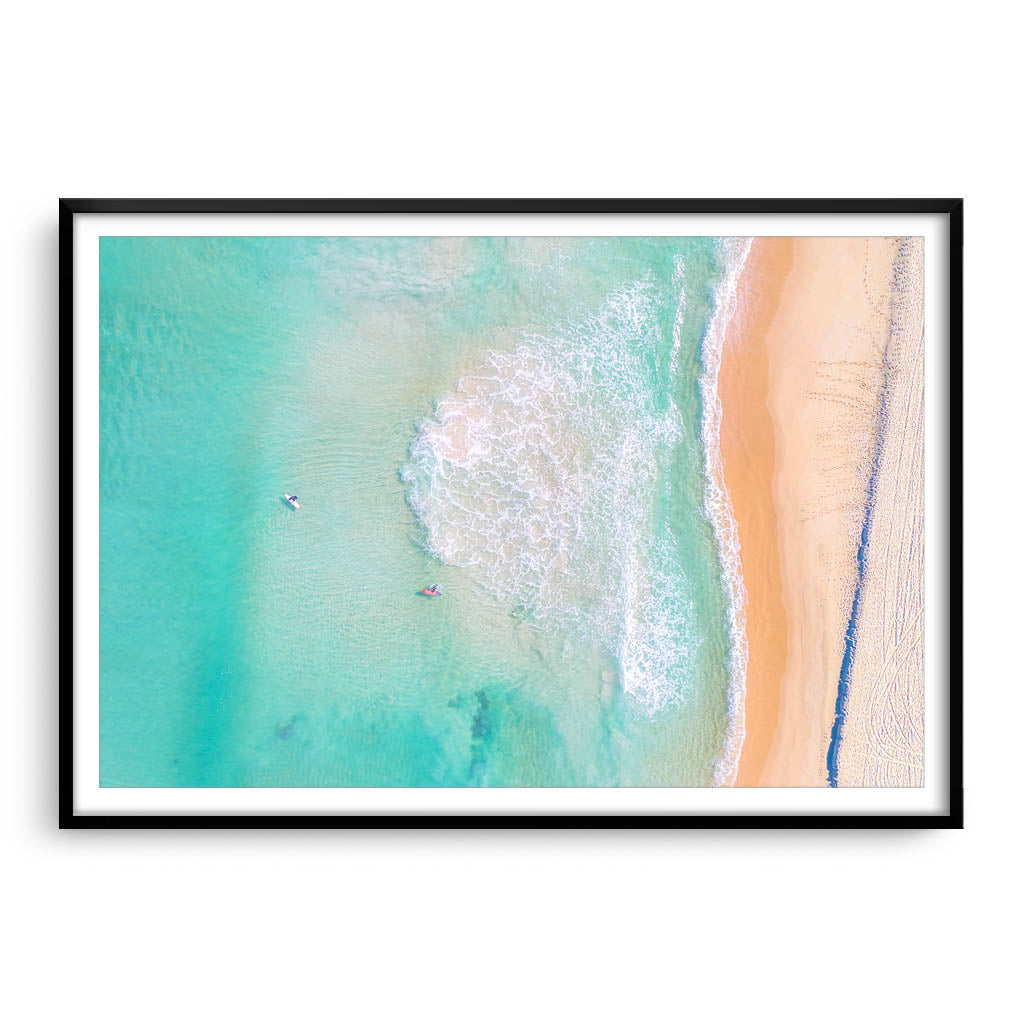 Aerial view of Trigg Beach in Perth, Western Australia framed in black