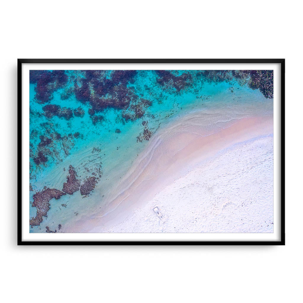 Aerial view of Mettams Beach in Perth, Western Australia framed in black