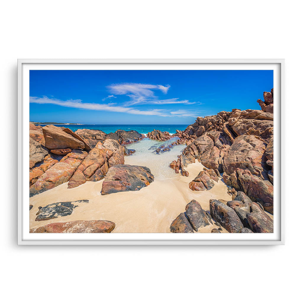 Rock Pool at Injidup in Western Australia framed in white
