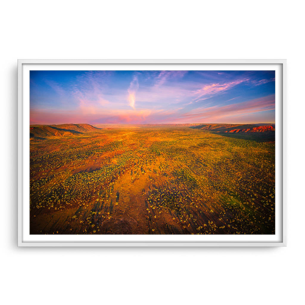 Aerial view of the Kimberley in Western Australia framed in white