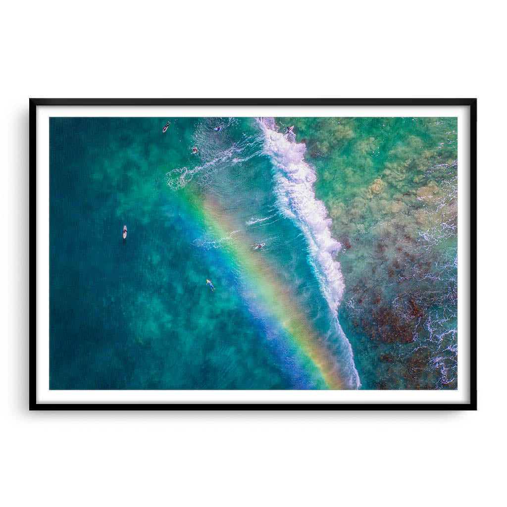 Rainbow wave in Perth, Western Australia framed in black