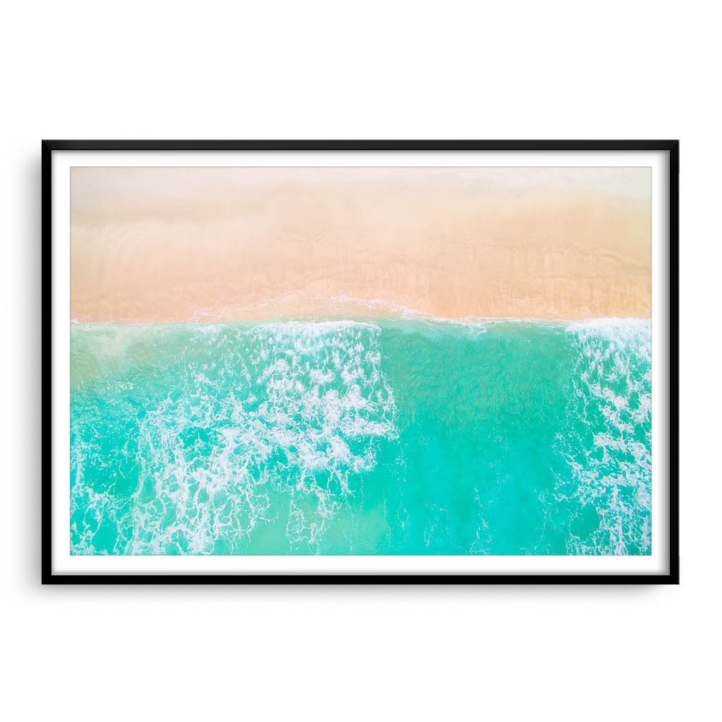 Aerial view of Trigg Beach in Perth, Western Australia framed in black