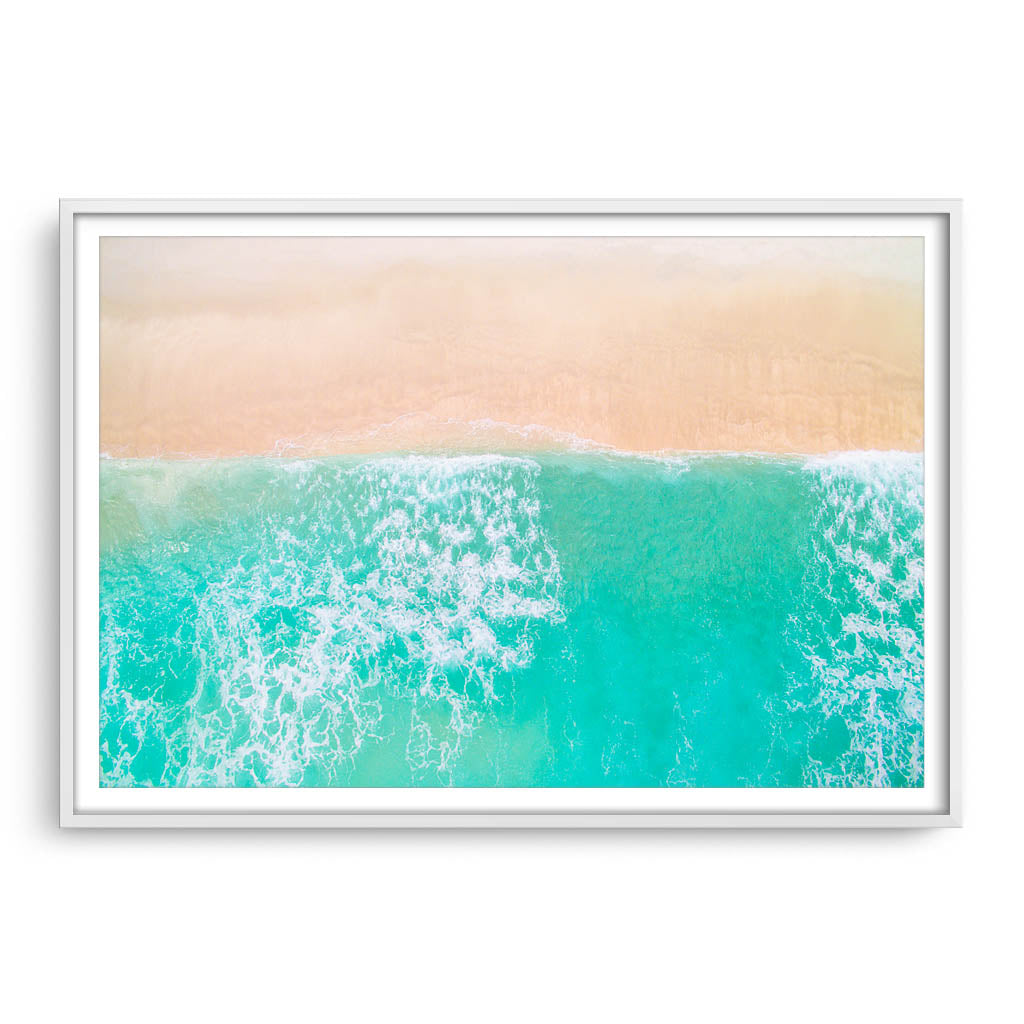 Aerial view of Trigg Beach in Perth, Western Australia framed in white