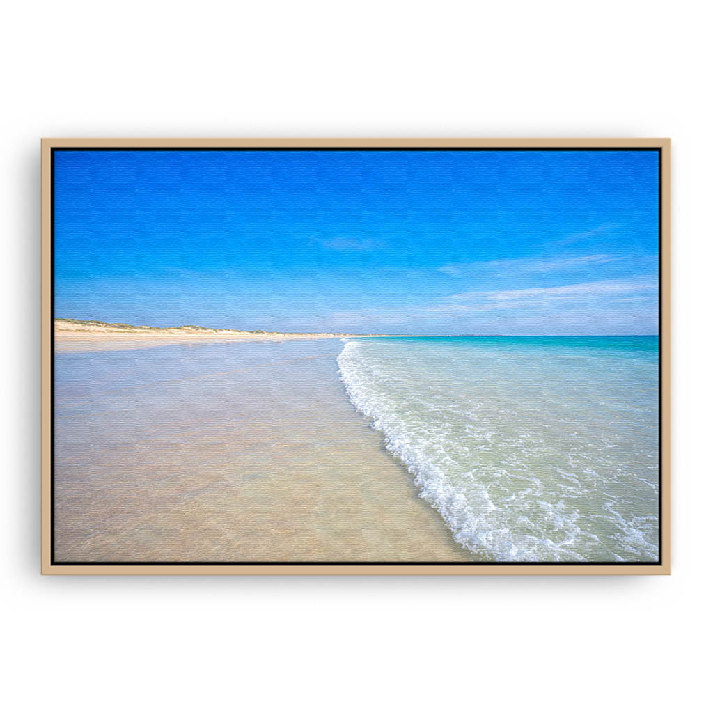 Cable Beach in Broome, Western Australia framed canvas in raw oak