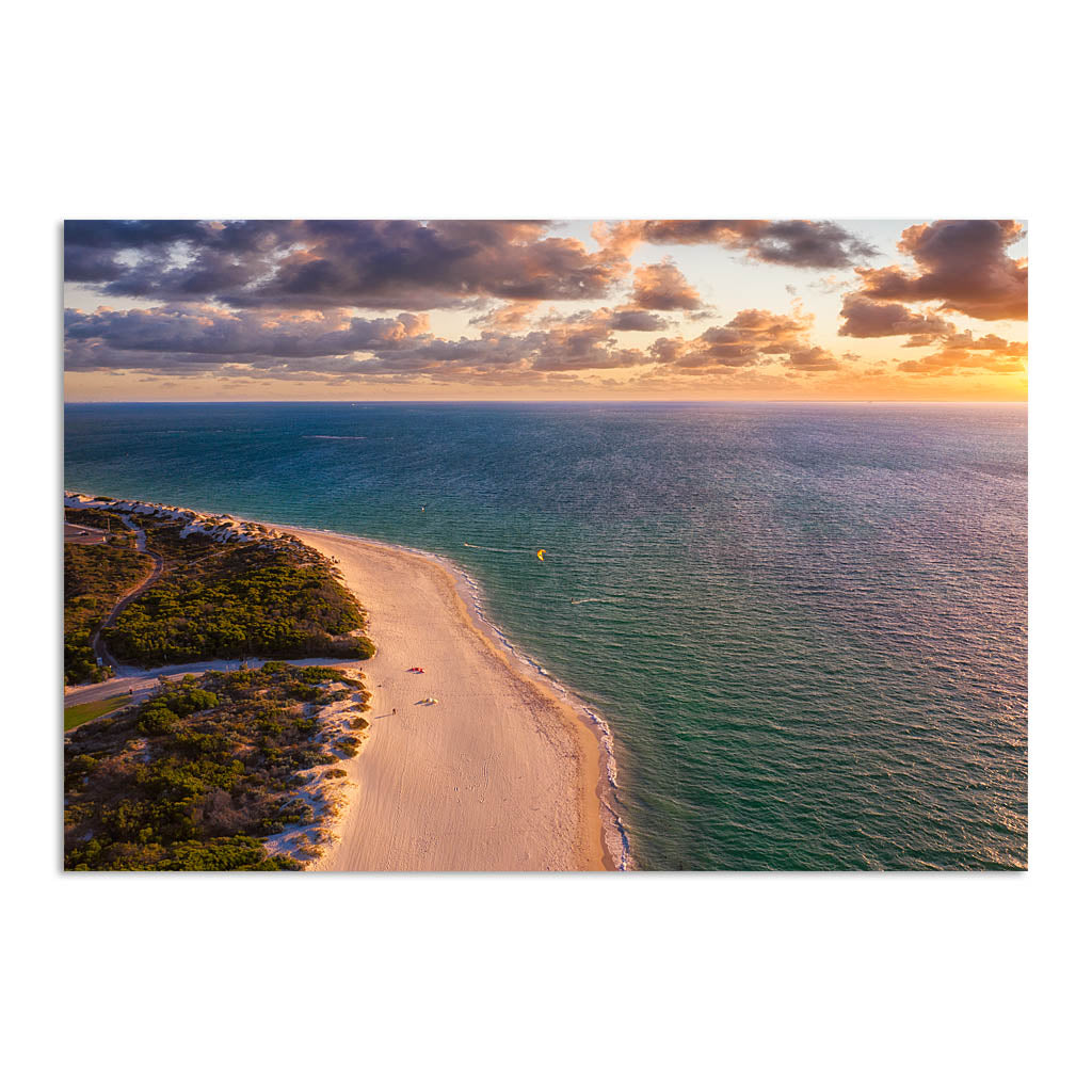 Aerial view of kitesurfer at Pinnaroo Point in Western Australia